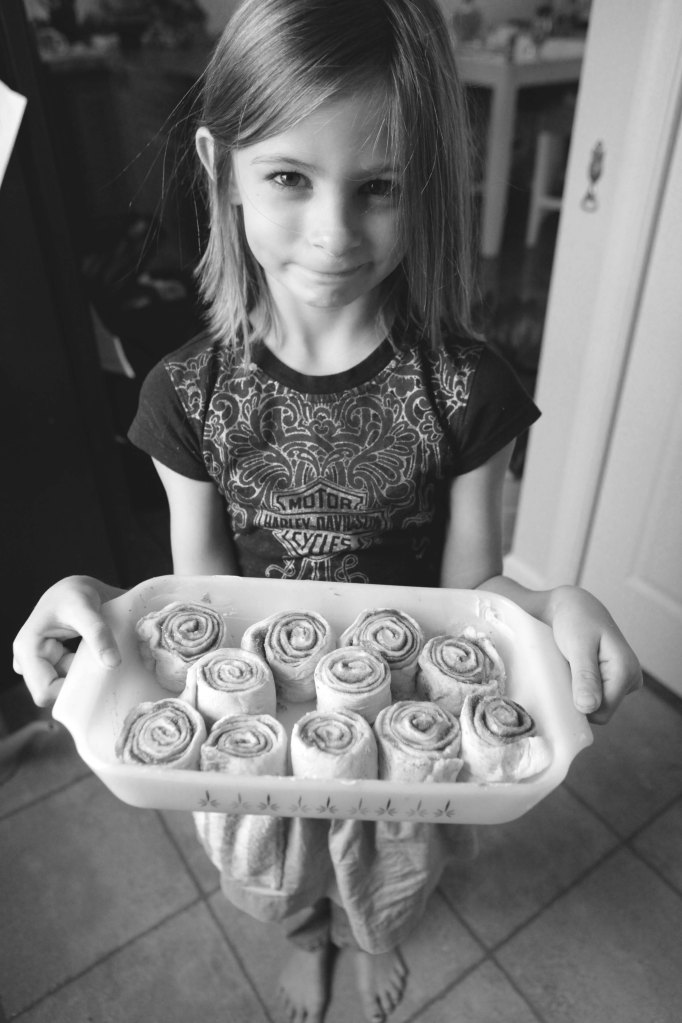 happy girl with bread